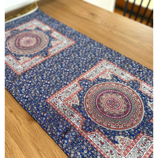 Camino de mesa 1,50 m Iznik azul y beige