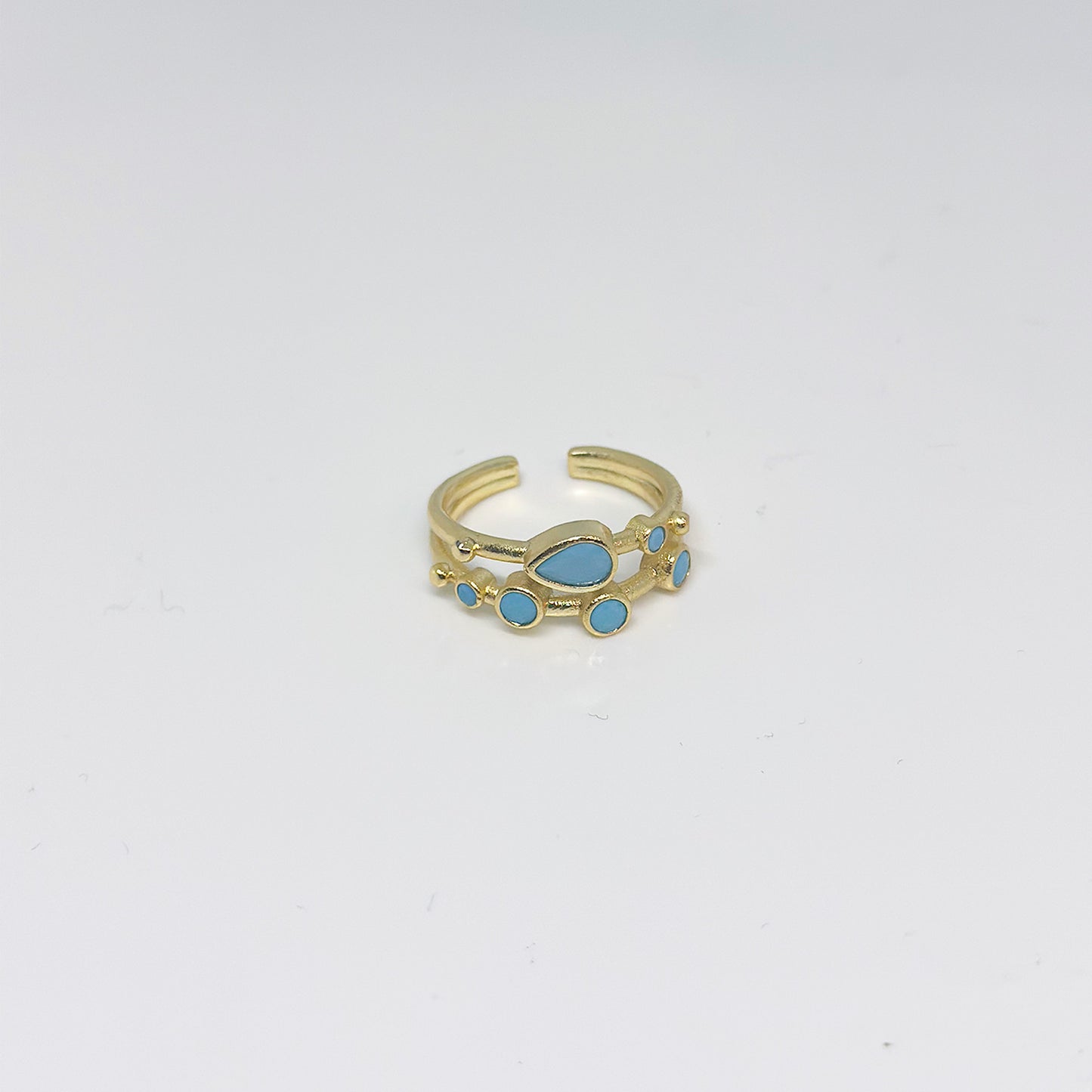 Anillo ajustable Capadocia N°2 celeste - Baño de oro 22 k