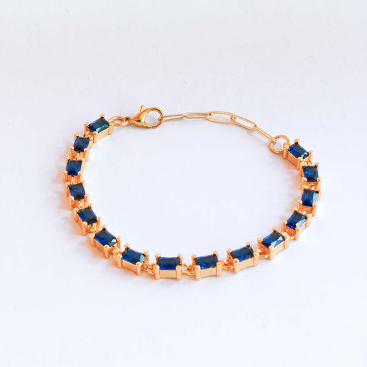 Pulsera Saray azul - Baño de oro 22k
