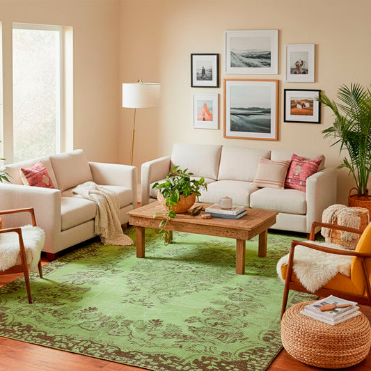 Alfombra vintage turca verde 2,65x1,67 m