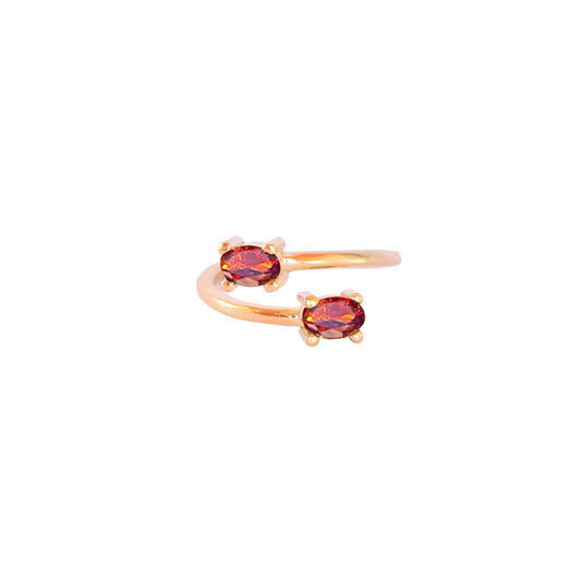 Anillo ajustable Zenit granate - Baño de oro 22 k