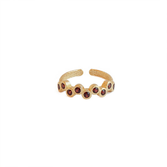 Anillo ajustable Capadocia Nº1 granate - Baño de oro 22 k