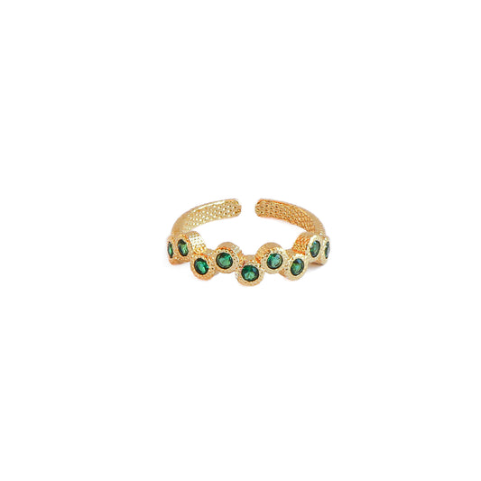Anillo ajustable Capadocia Nº1 verde - Baño de oro 22 k