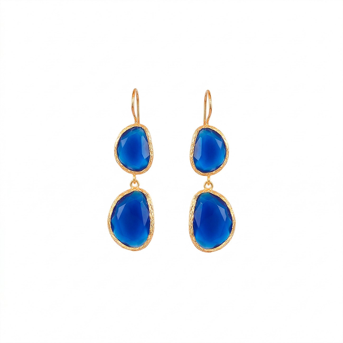 Aros Doble Aura Azul - Baño de oro 22k