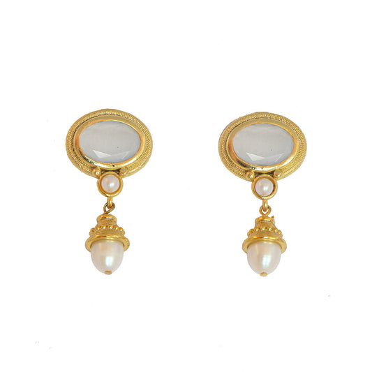 Aros Samira Grises - Baño de oro 22k