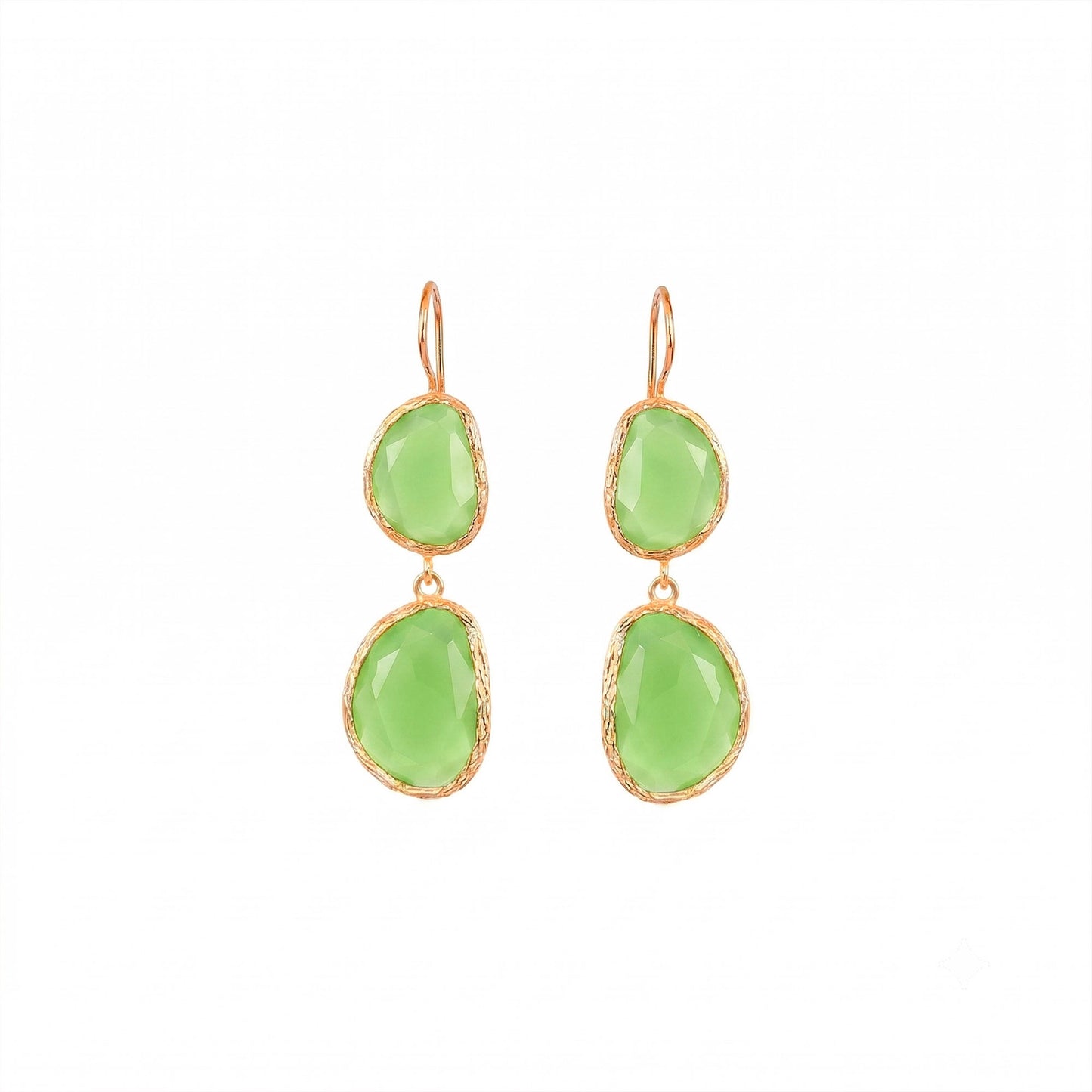 Aros Doble Aura Verde limón - Baño de oro 22k