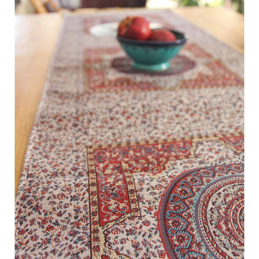 Camino de mesa 2 m Iznik Rojo y beige