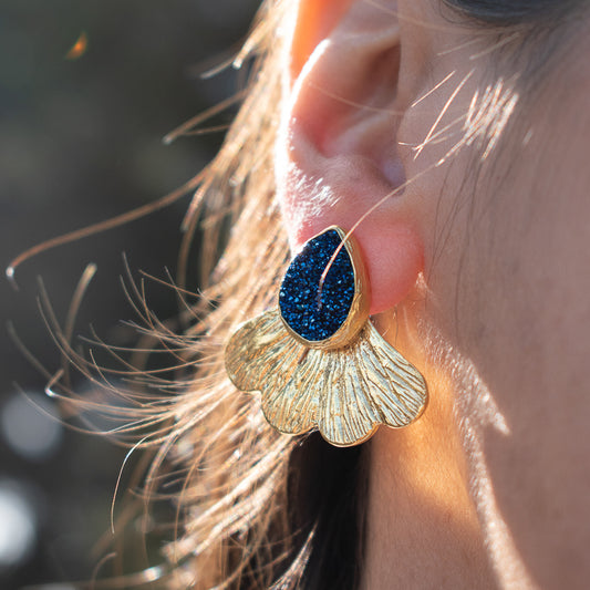 Aros Flor de medianoche - Baño de oro 22k