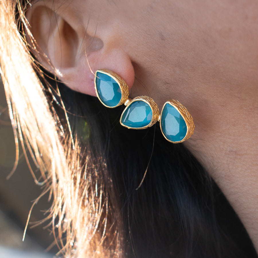 Aros Beirut Verde azulado - Baño de oro 22k