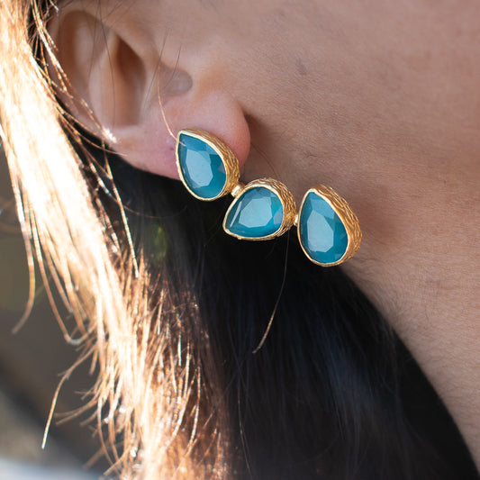 Aros Beirut Verde azulado - Baño de oro 22k