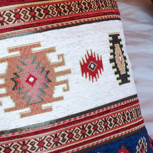 Cojín turco 44x44 Kilim Blanco y Azul