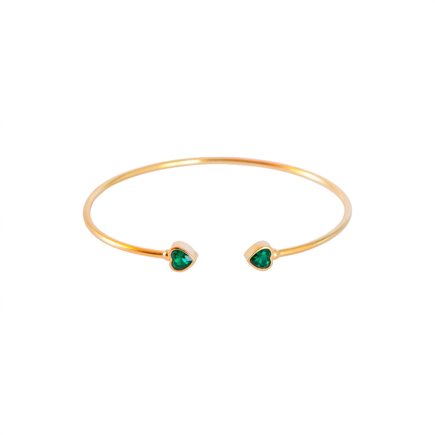 Esclava Corazones Verde - Baño de oro 22k