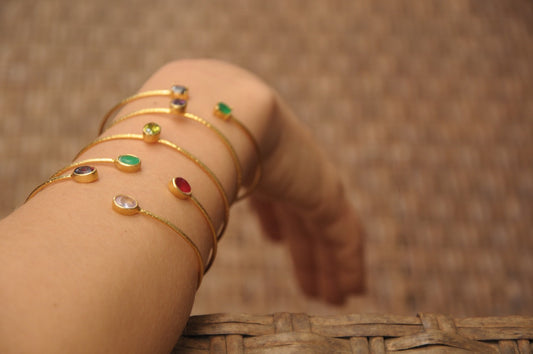 Pulsera ajustable Fadia roja - Baño de oro 24 k