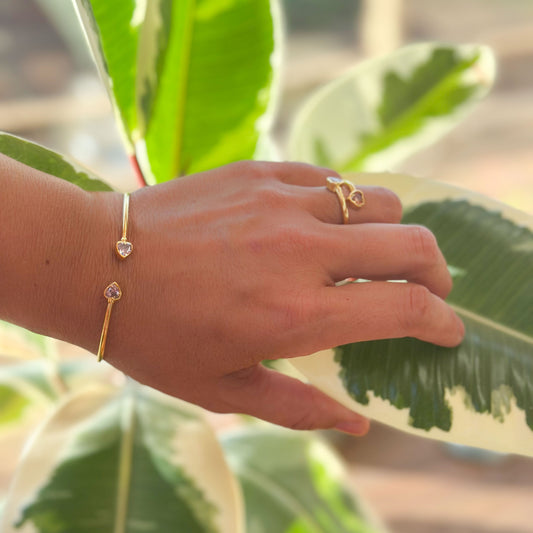 Esclava Corazones Rosa - Baño de oro 22k