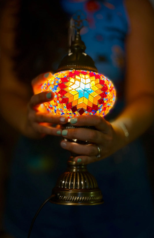 Lámpara turca de mesa S Hajima multicolor + ampolleta