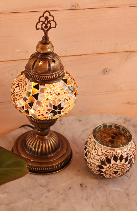 Lámpara turca de mesa S Evren ámbar + ampolleta