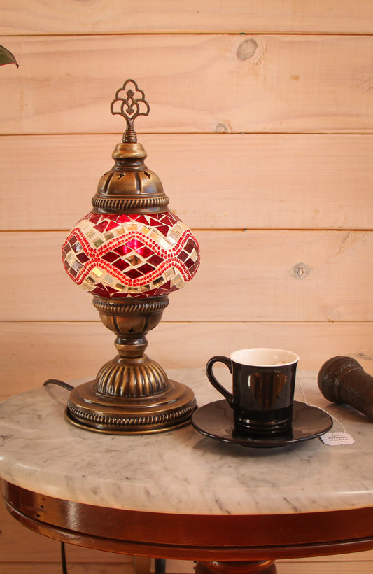 Lámpara turca de mesa S Rombos rojos + ampolleta
