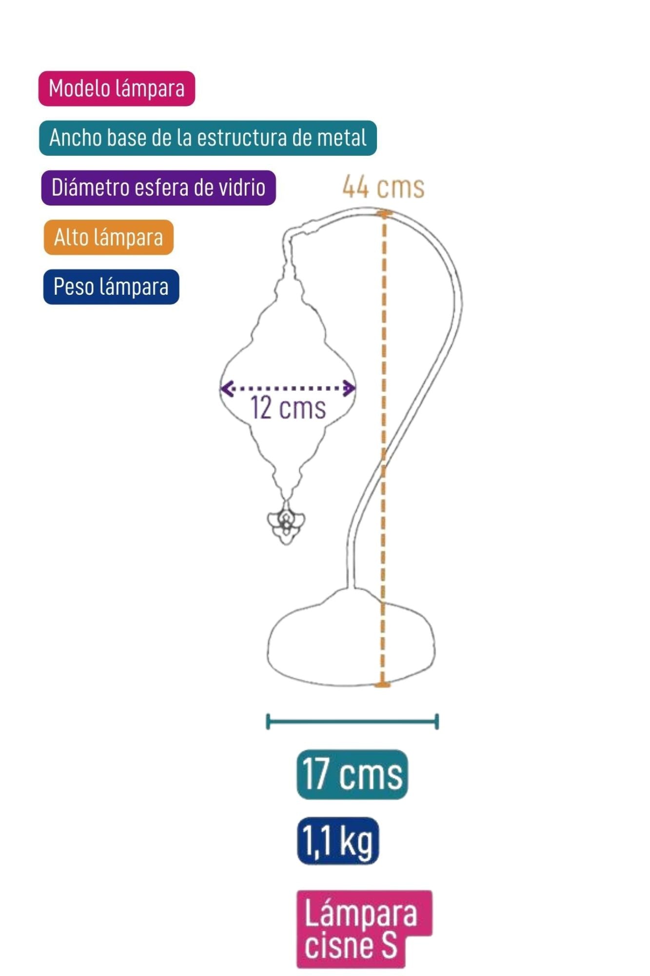 Lámpara turca cisne S Botón azul + ampolleta