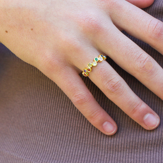 Anillo ajustable Capadocia Nº1 mix - Baño de oro 22 k