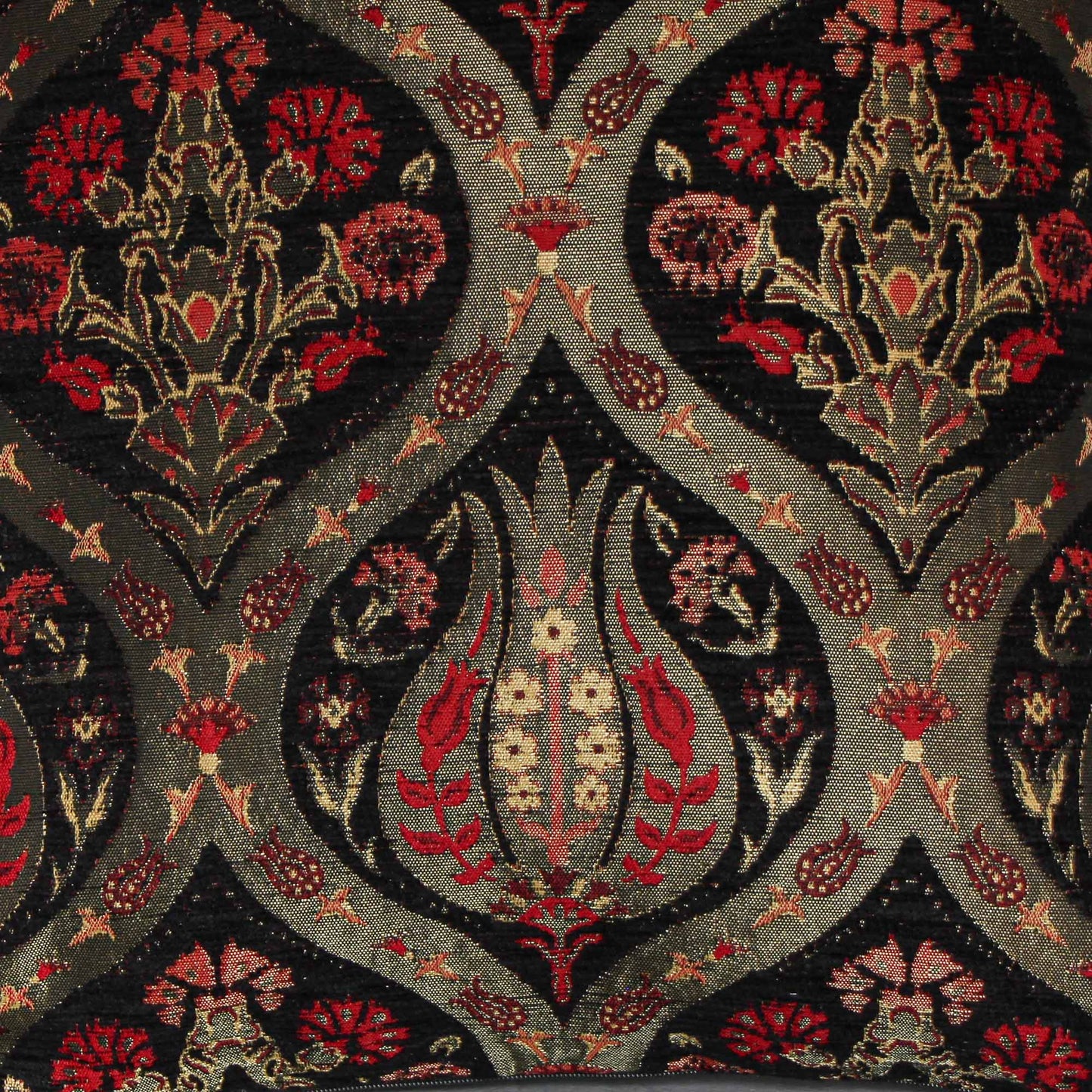Cojín turco 44x44 Tulipanes Negro