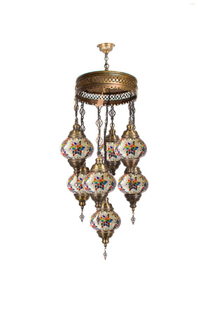 Lámpara turca colgante de 7 esferas S cicek multicolor