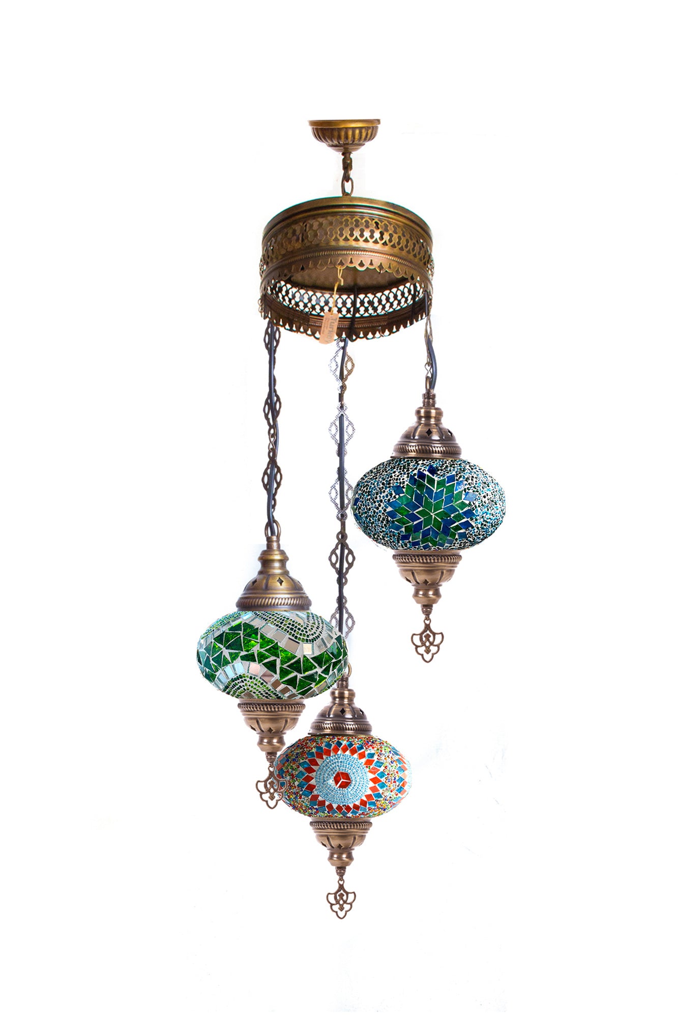 Lámpara turca colgante de 3 esferas M mixtas