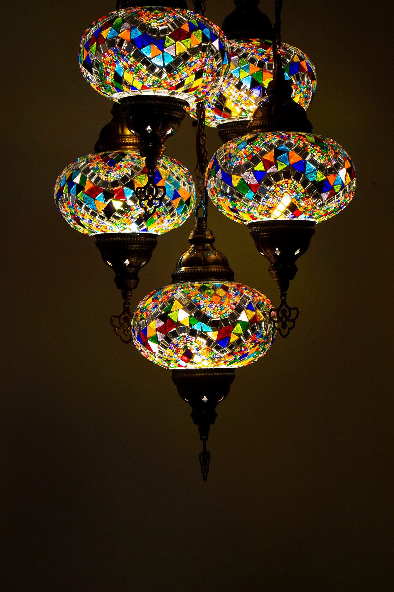 Lámpara turca colgante de 5 esferas M Mármara multicolor