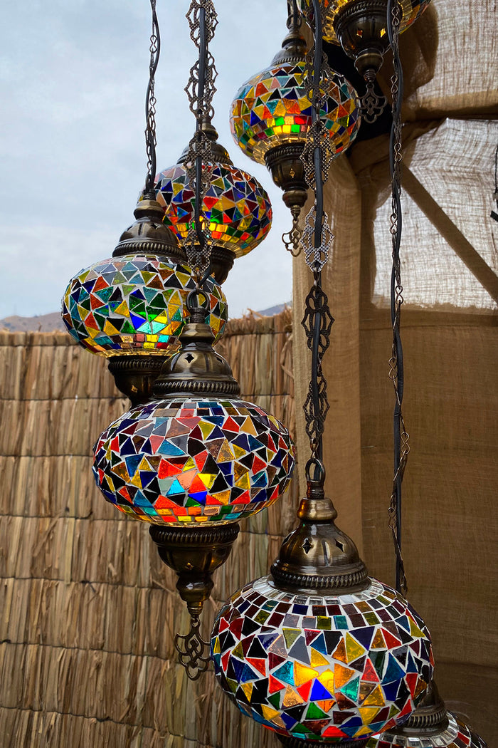 Lámpara turca colgante de 7 esferas M Hasan multicolor
