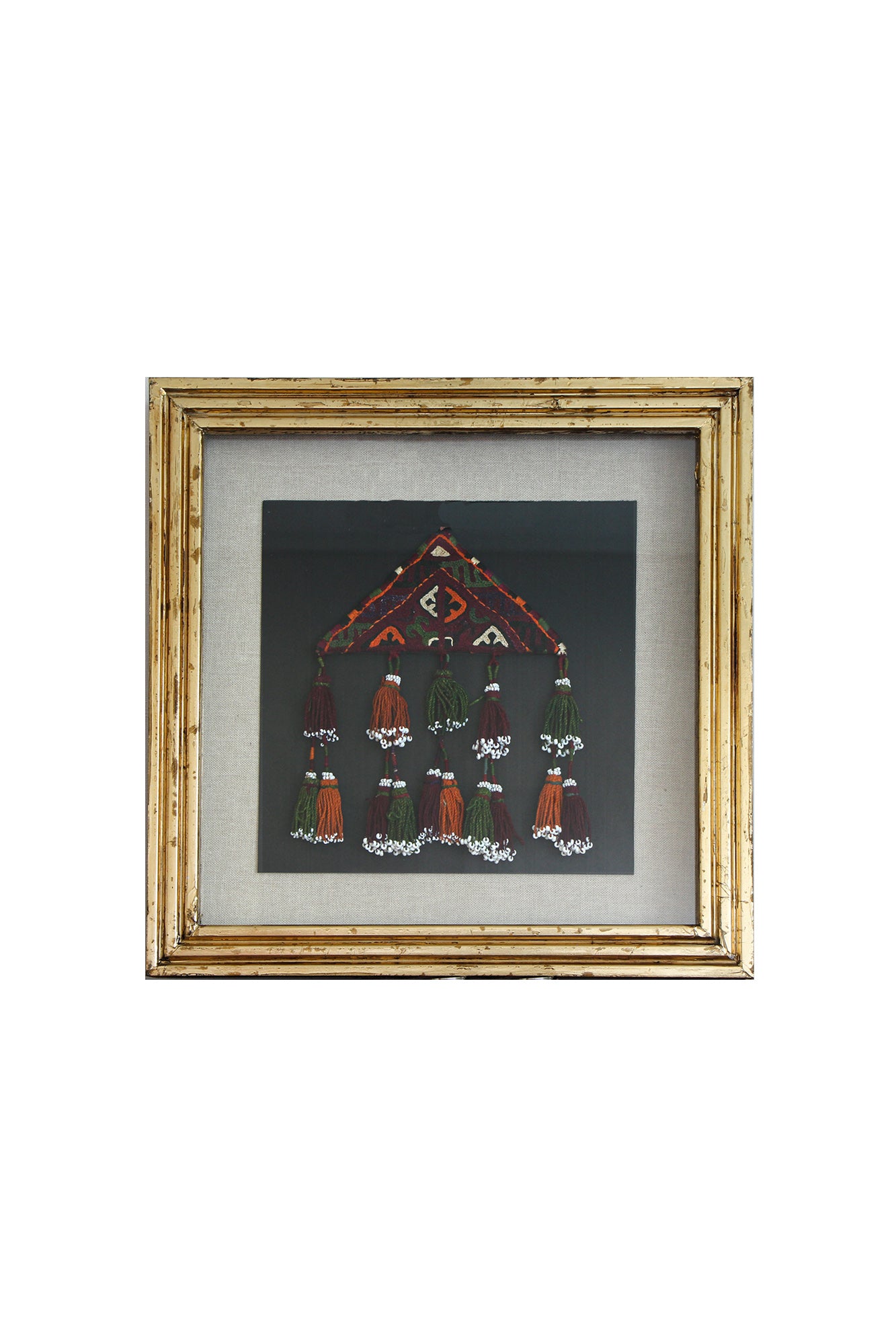 Cuadro de textil étnico muska dorado 3