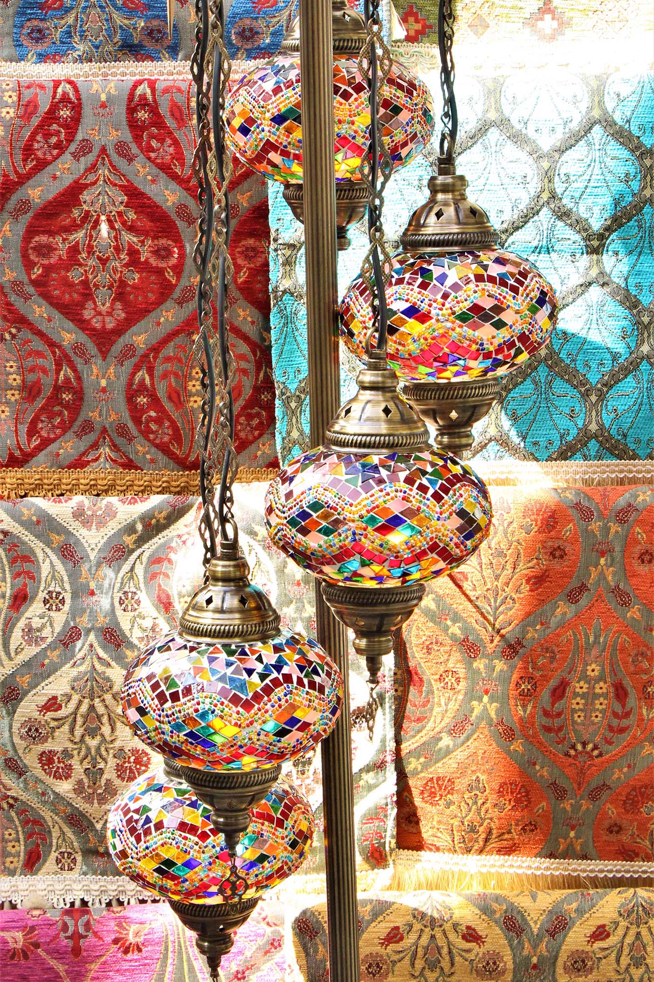 Lámpara turca de pie de 5 esferas M multicolores