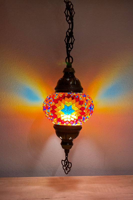 Lámpara turca colgante S hajima multicolor + ampolleta