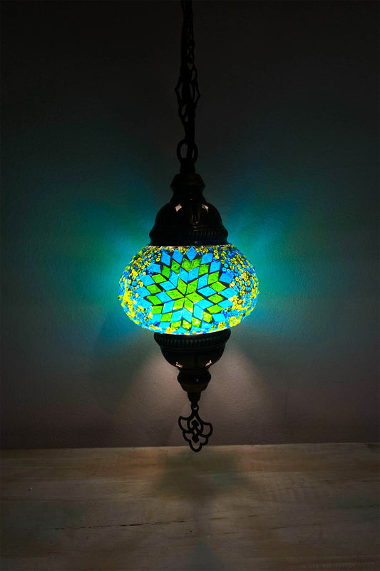 Lámpara turca colgante S hajima turquesa + ampolleta