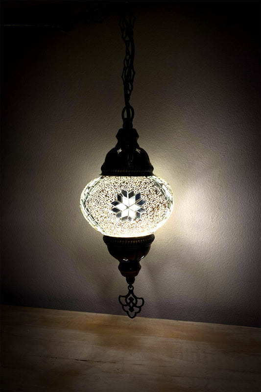 Lámpara turca colgante S Cicek blanca + ampolleta