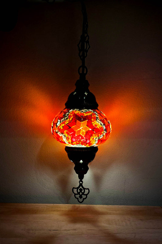 Lámpara turca colgante S Cicek naranja + ampolleta