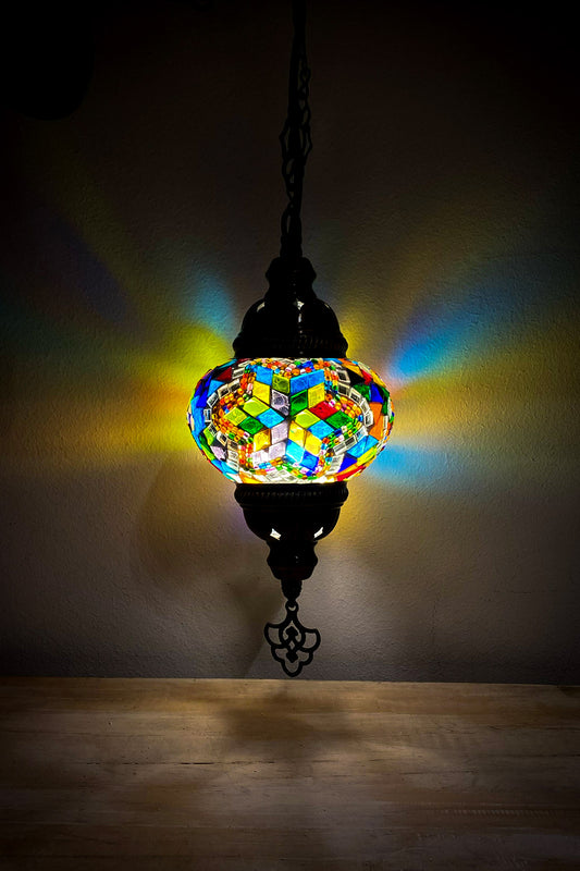 Lámpara turca colgante S Cicek multicolor + ampolleta