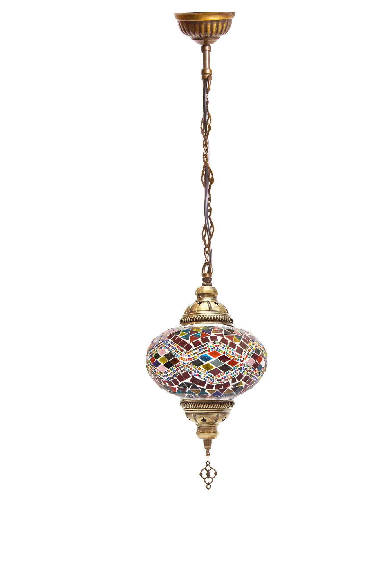 Lámpara turca colgante M rombos multicolor + ampolleta