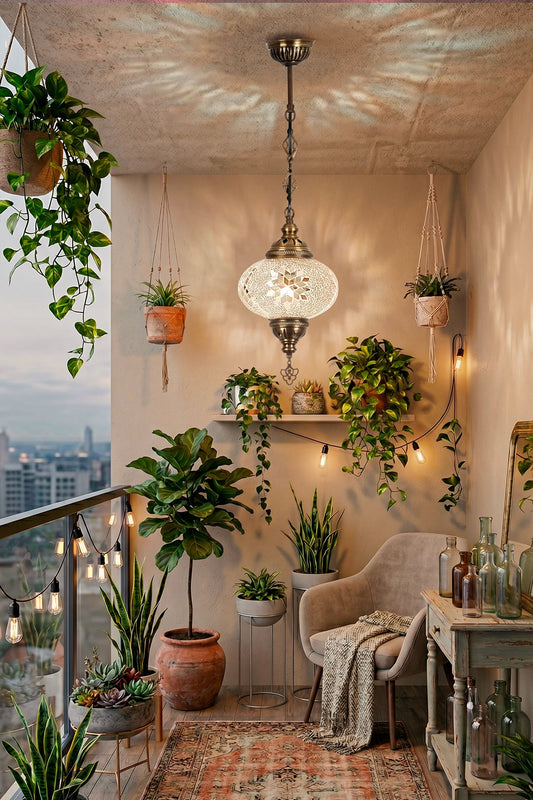 Lámpara turca colgante L Hajima Blanca + ampolleta