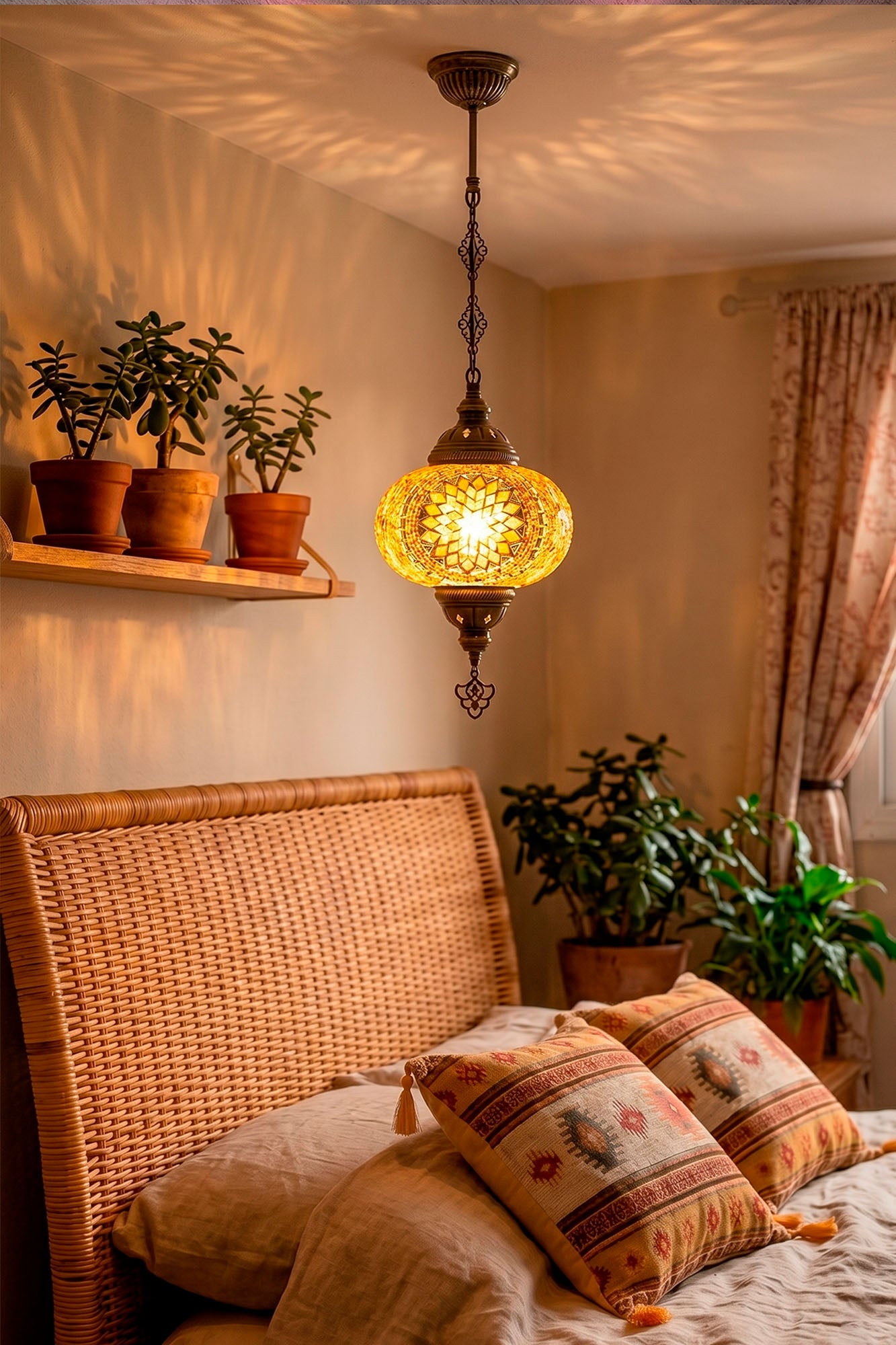 Lámpara turca colgante L Medalla ámbar + ampolleta