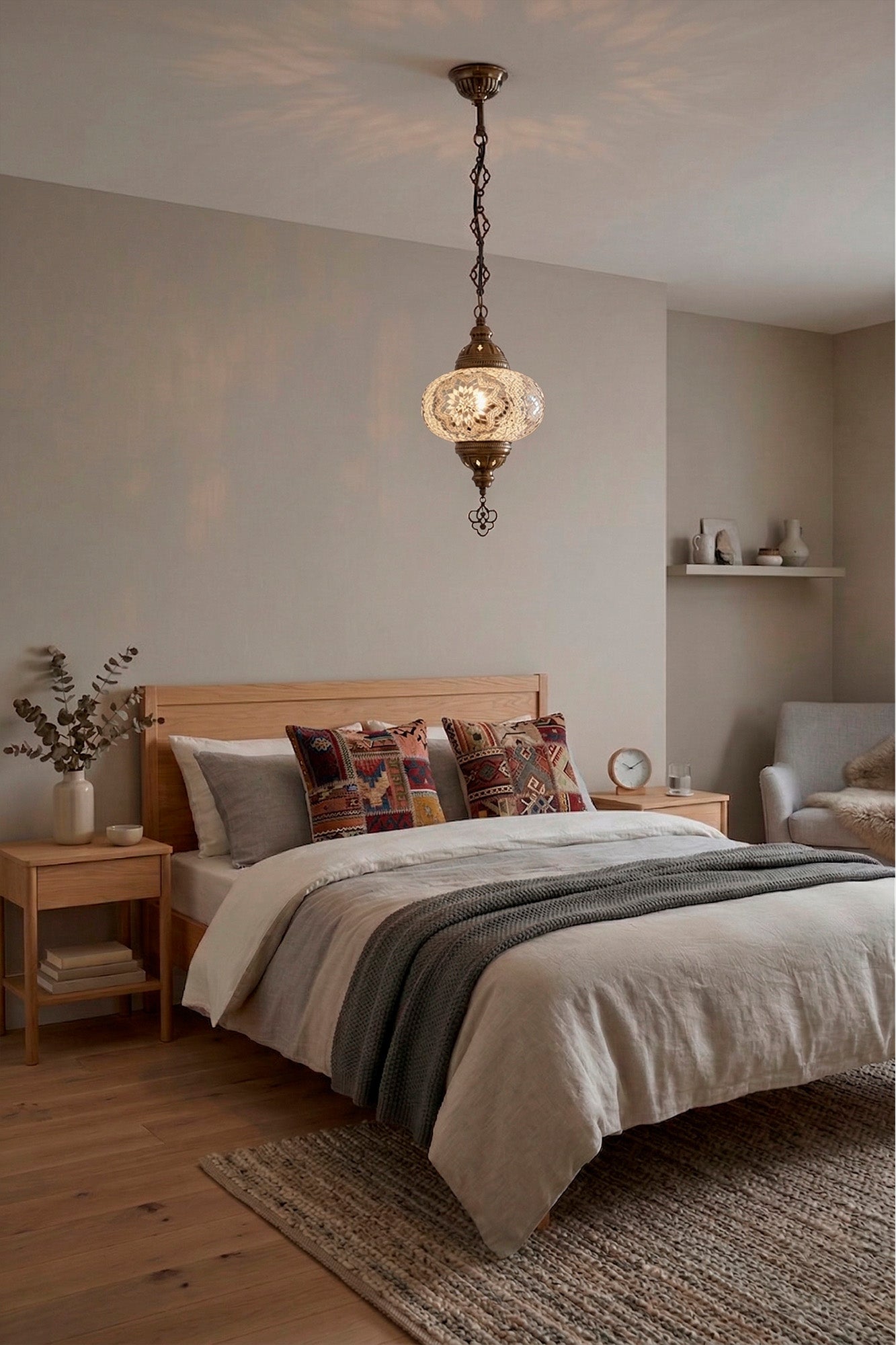 Lámpara turca colgante XL yildiz blanca + ampolleta