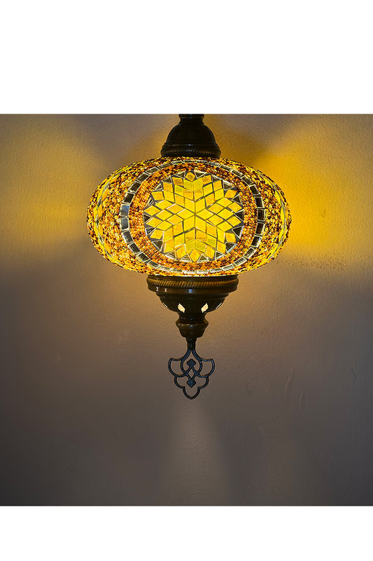 Lámpara turca colgante XL Medalla ámbar + ampolleta