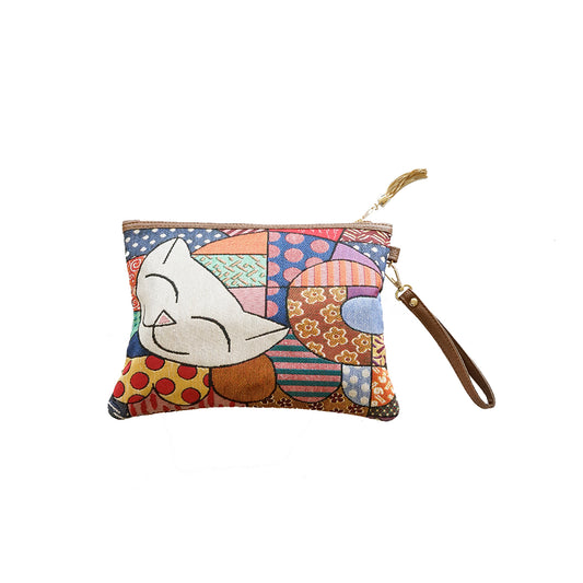 Cartera de Mano Artesanal Diseño Gato Turco