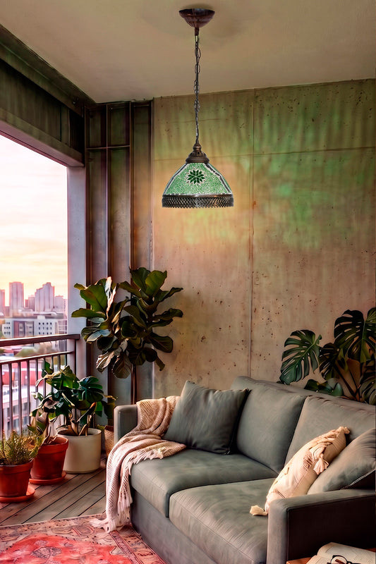 Lámpara turca colgante Tiffany Verde + ampolleta