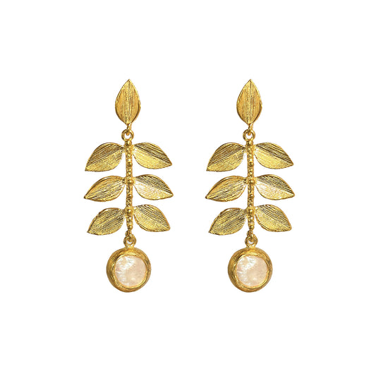 Aros Acacia perla - Baño de oro 22k
