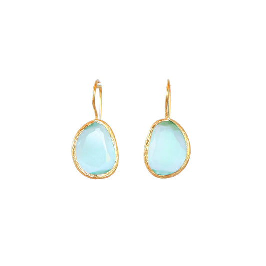 Aros Aura Verdeagua - Baño de oro 22 k