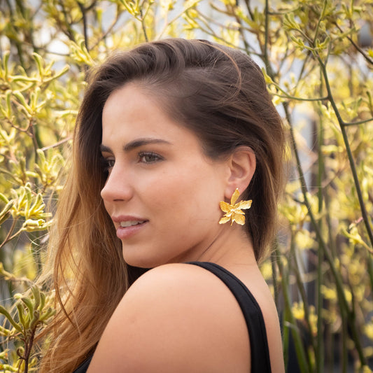 Aros Orkide - Baño de oro 22k