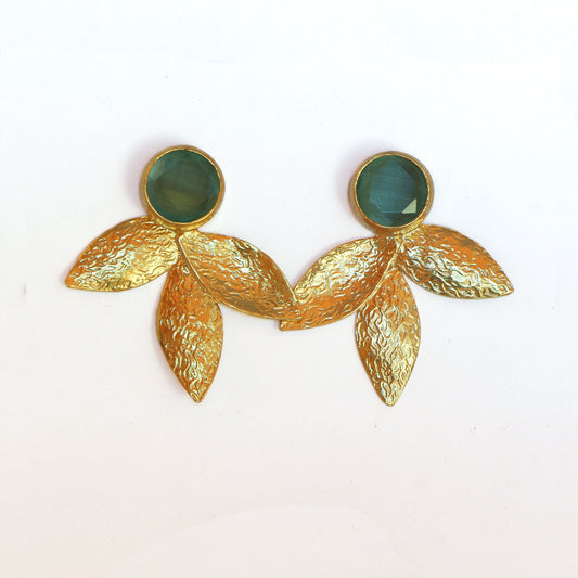 Aros Derya verdeagua - Baño de oro 22k