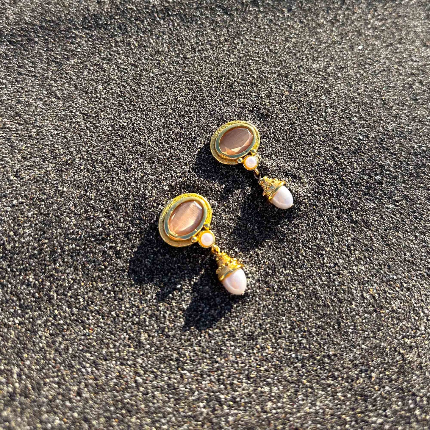 Aros Samira damasco - Baño de oro 22k