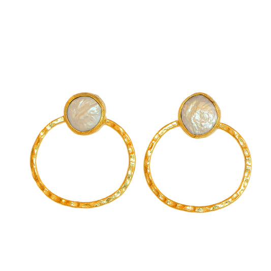 Aros Amina perla - Baño de oro 22k