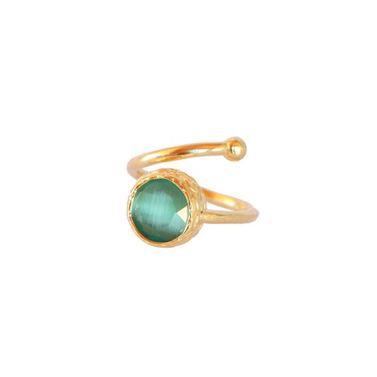 Anillo ajustable Bruma Verdeagua - Baño de oro 22 k
