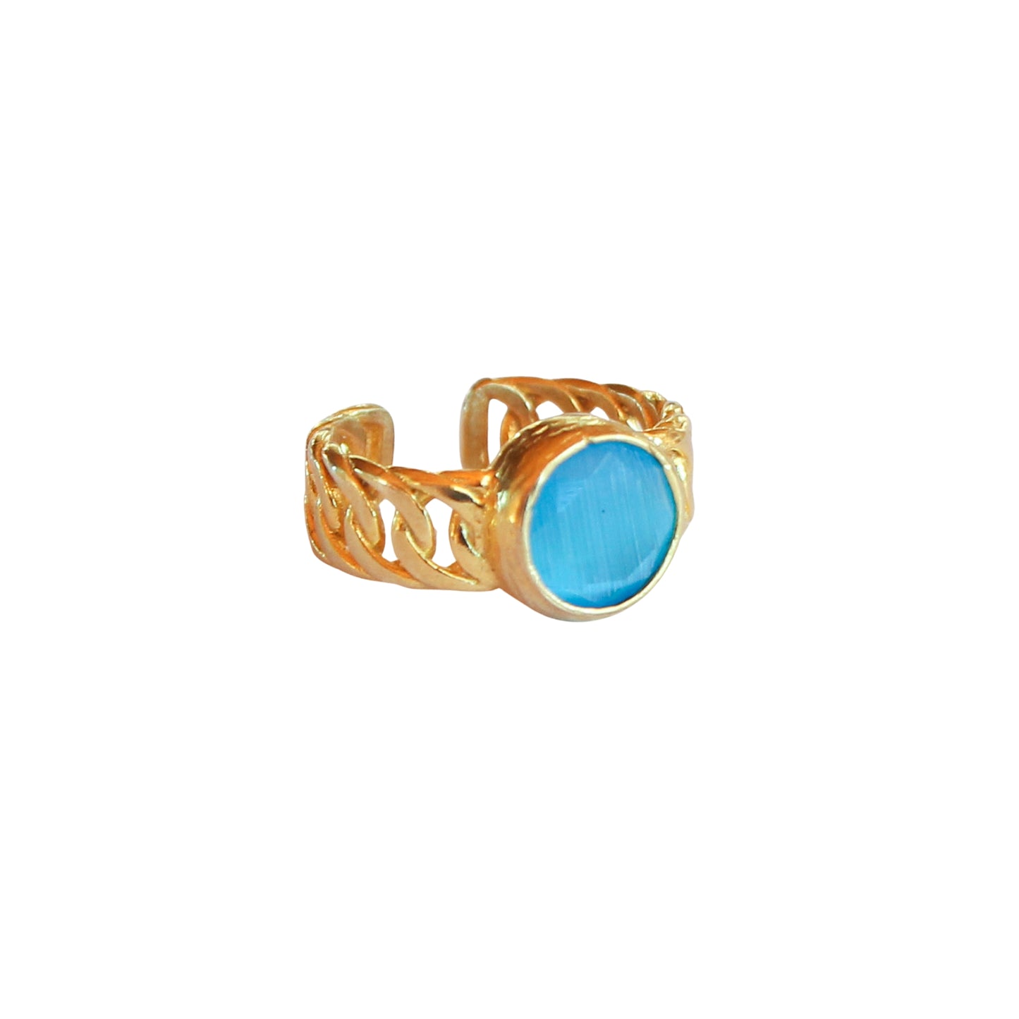 Anillo ajustable Zina Celeste - Baño de oro 22 k